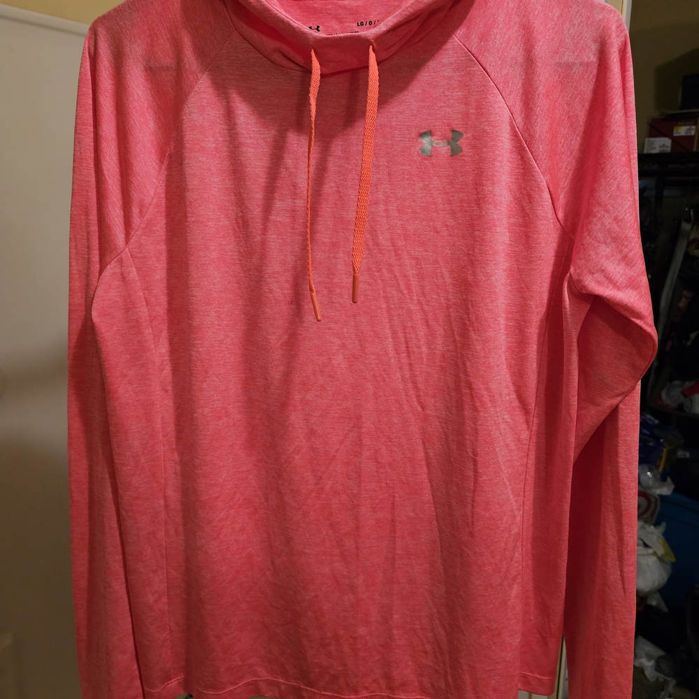 Under Armour Pink Hoodie with Orange Drawstrings